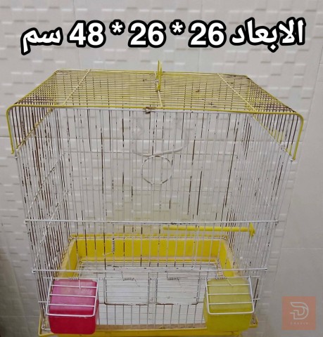 أقفاص طيور أصفر وأبيض، وردي للبيع في كربلاء المقدسة