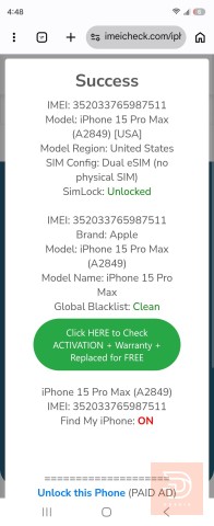 iPhone 15 Pro Max تيتانيوم 256GB مستعمل للبيع في بغداد