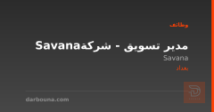 مدير تسويق - شركة Savana — بغداد