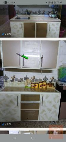 كاونتر ألمنيوم مع سنگ مرمر طبيعي 3 امتار و 2 متر سنگ للبيع في بغداد