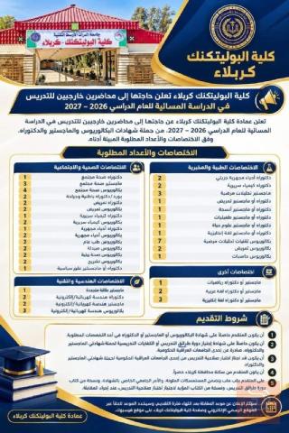 محاضرين خارجيين للتدريس — كربلاء المقدسة