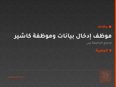 موظف إدخال بيانات وموظفة كاشير — البصرة