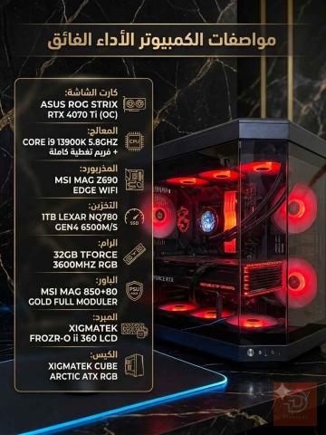 تجميعة كمبيوتر RTX 4070 Ti ASUS ROG STRIX جديد للبيع في بغداد