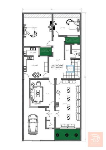 تصميم خارطة سكنية بمساحة 11 × 24 م في بغداد