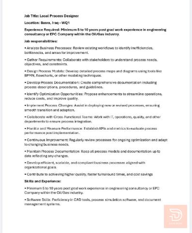 Local Process Designer — البصرة