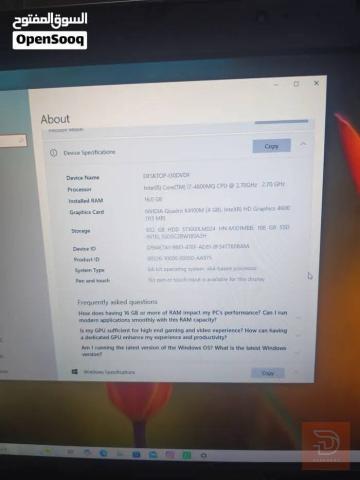لابتوب كور i7 بمواصفات هندسية مستعمل للبيع في بغداد
